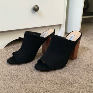Steve Madden Black Suede High Heel Mules